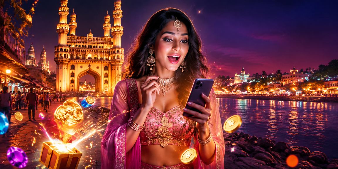 Live casino mobile app user playing games in Hyderabad with Bollywood theme